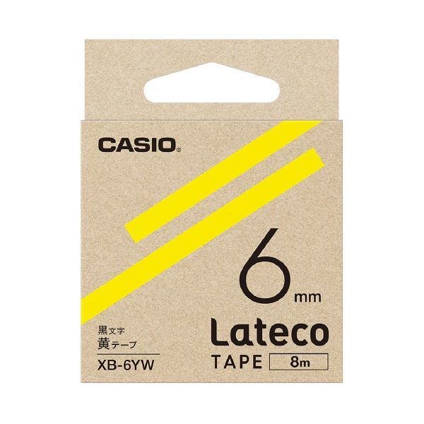 【新品】（まとめ）カシオ計算機 ラテコ専用テープXB-6YW 黄に黒文字（×10セット）