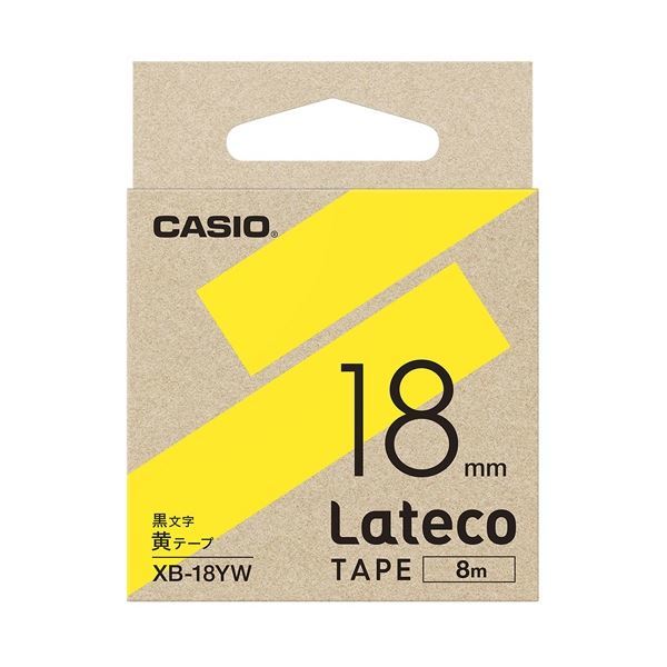 【新品】（まとめ）カシオ計算機 ラテコ専用テープXB-18YW黄に黒文字（×30セット）