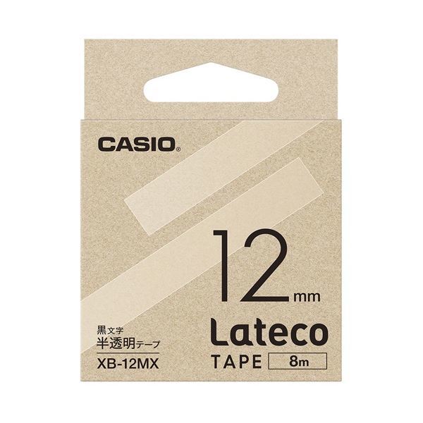 【新品】（まとめ）カシオ計算機 ラテコ専用テープXB-12MX 半透明に黒文字（×30セット）