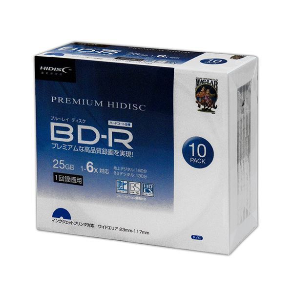 【新品】（まとめ）HIDISC BD-R 6倍速 映像用デジタル放送対応 インクジェットプリンタ対応10枚5mmスリムケース入り 【×10個セット】