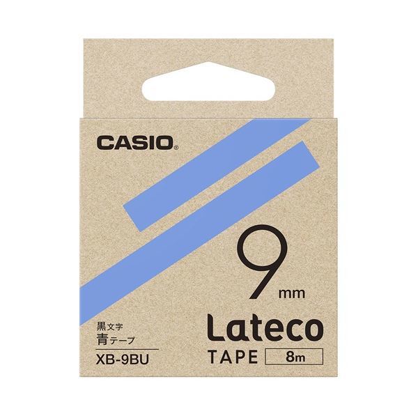 【新品】（まとめ）カシオ計算機 ラテコ専用テープXB-9BU 青に黒文字（×10セット）