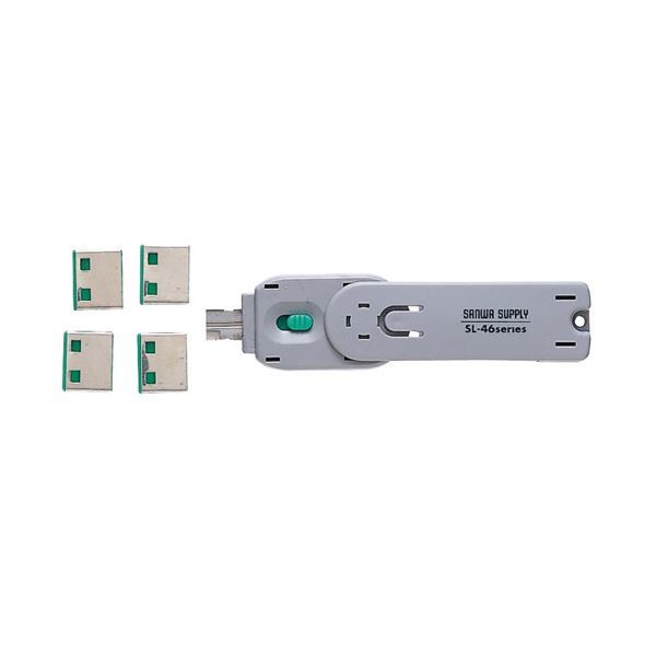 【新品】(まとめ)サンワサプライ USBコネクタ取付けセキュリティ SL-46-G【×2セット】