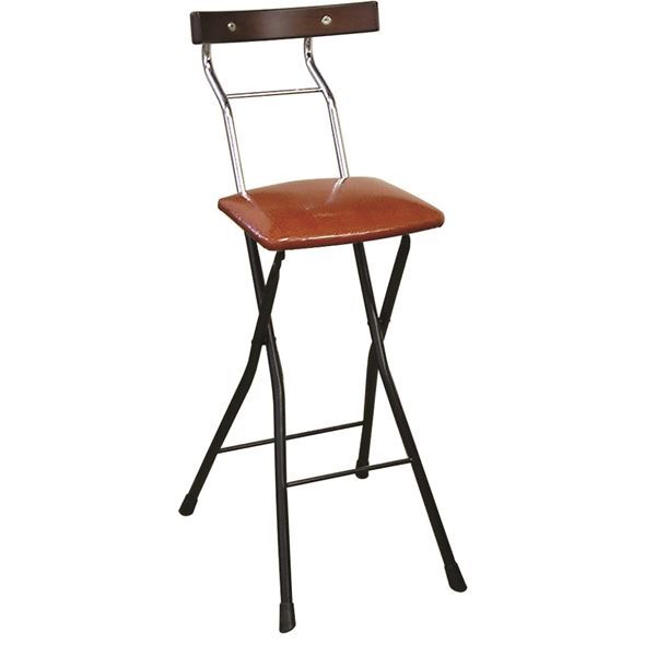 【新品】折りたたみ椅子 【リザードブラウン×ブラック＋ダークブラウン】 幅34cm 日本製 スチールパイプ