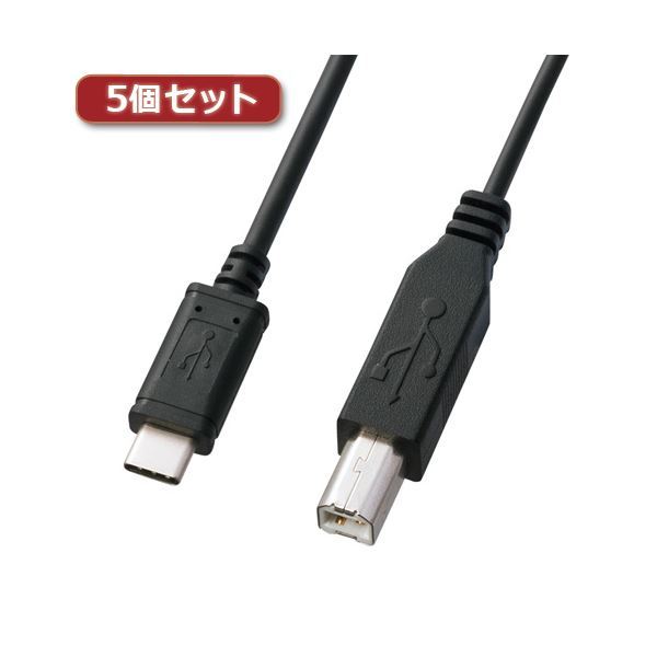 【新品】5個セット サンワサプライ USB2.0TypeC-Bケーブル KU-CB20X5_画像1