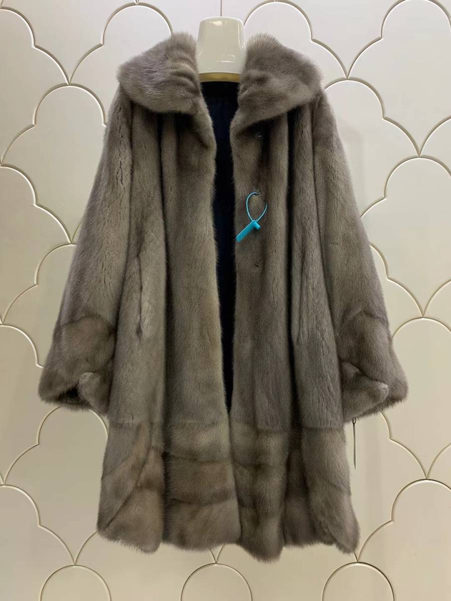 新品1点処分★最高級★贅沢なサファイヤミンクファーコート★らかくて暖かい本物肉厚毛皮 リアルファーミンクコート