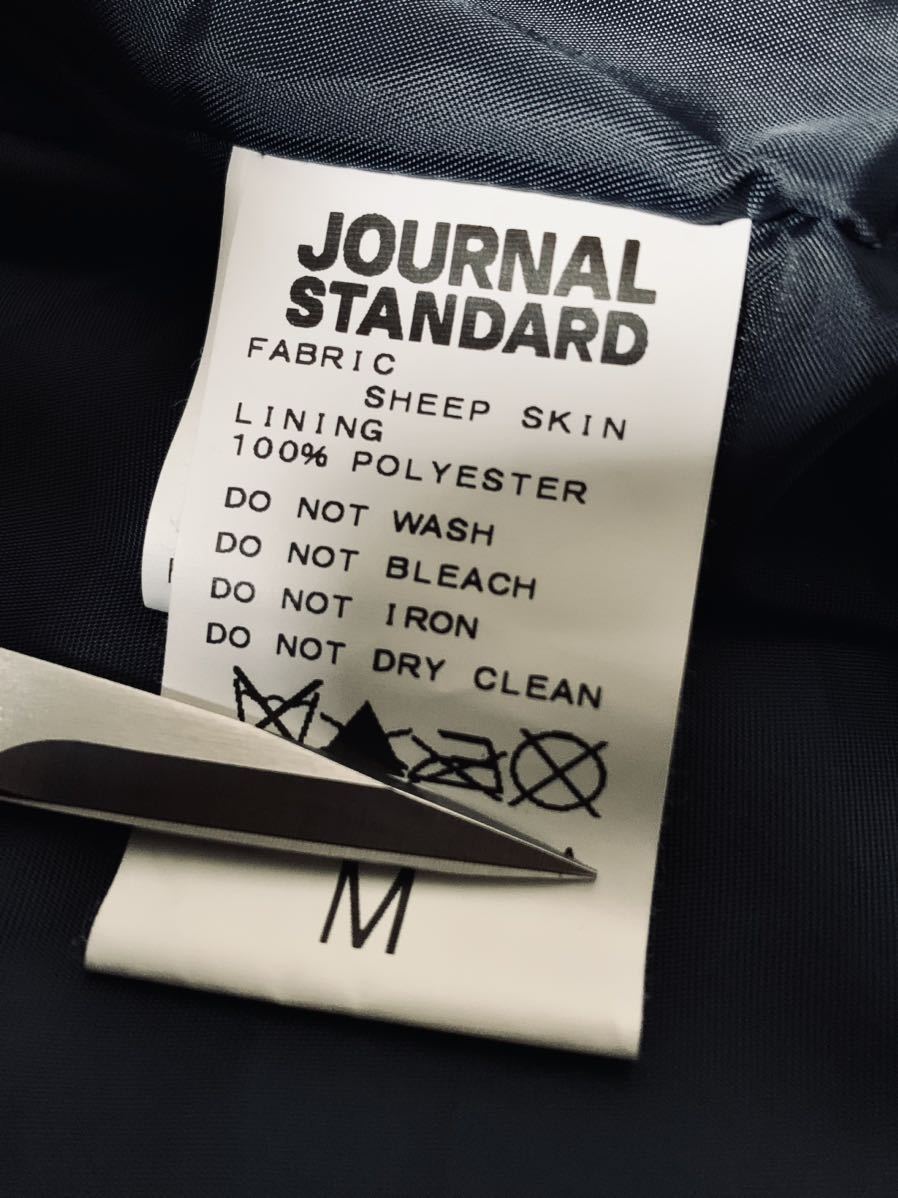 美品 美色ダークブルー ジャーナルスタンダード/Journal Standard （羊革）シープスキン ラムレザー シングル ライダース ジャケット M_画像4
