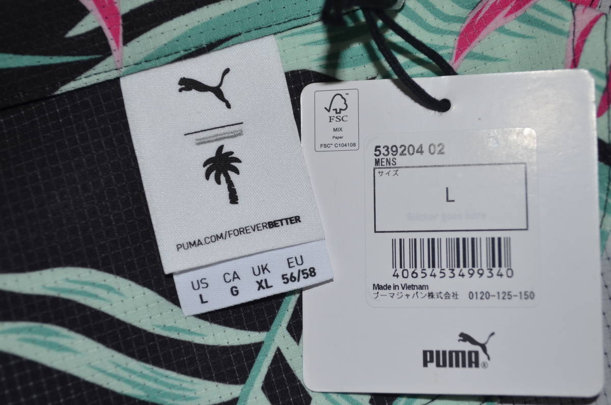 新品 L プーマ ゴルフ puma ボタニカル シャツ　吸湿発散性 通気性 UPF 40　トロピカル　アロハシャツ_画像9