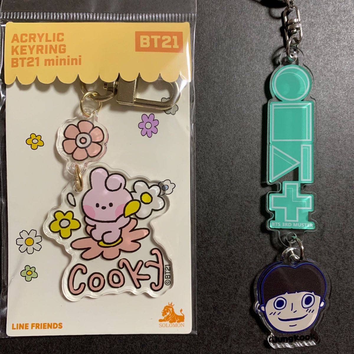 BT21  minini  COOKY  アクリルキーリング & ジョングク似顔絵キーホルダー 2個セット