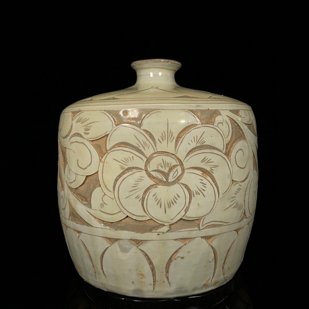 【蔵友館蔵品・宋・古陶瓷品・磁州窯・彩繪・花卉紋・賞瓶・陶磁器】・希少珍品・置物・賞物・中国時代美術_画像1