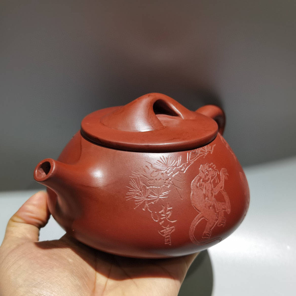 【蔵友館蔵品・紫砂壺・石瓢壺・范曾款・原礦紅泥】・茶道品・希少珍品・賞物・中国古美術_画像3