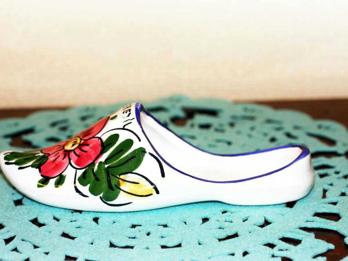 [ stylish!] retro antique Vintage hand-drawn illustrations manner floral print 24. ceramics made shoes type vase display 