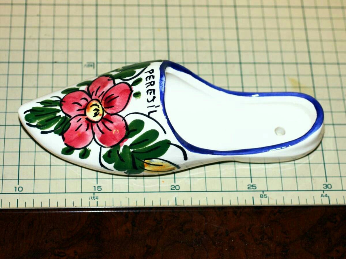 [ stylish!] retro antique Vintage hand-drawn illustrations manner floral print 24. ceramics made shoes type vase display 