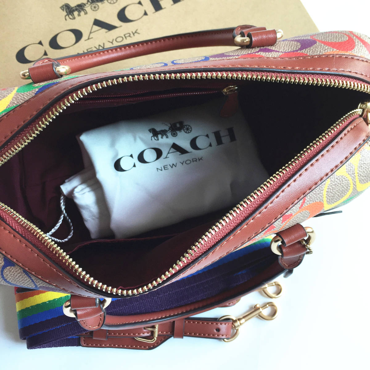 ☆新品☆コーチ/COACH バッグ C4396 レインボー シグネチャー ハンドバッグ ショルダーバッグ 2WAY ボストンバッグ アウトレット品_画像7