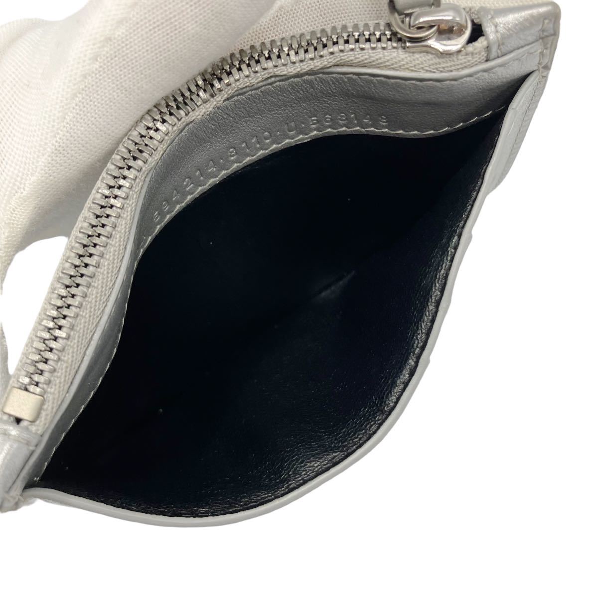 【美品】バレンシアガ BALENCIAGA 594214 レザー コインカードケース カードホルダー フラグメントケース シルバー