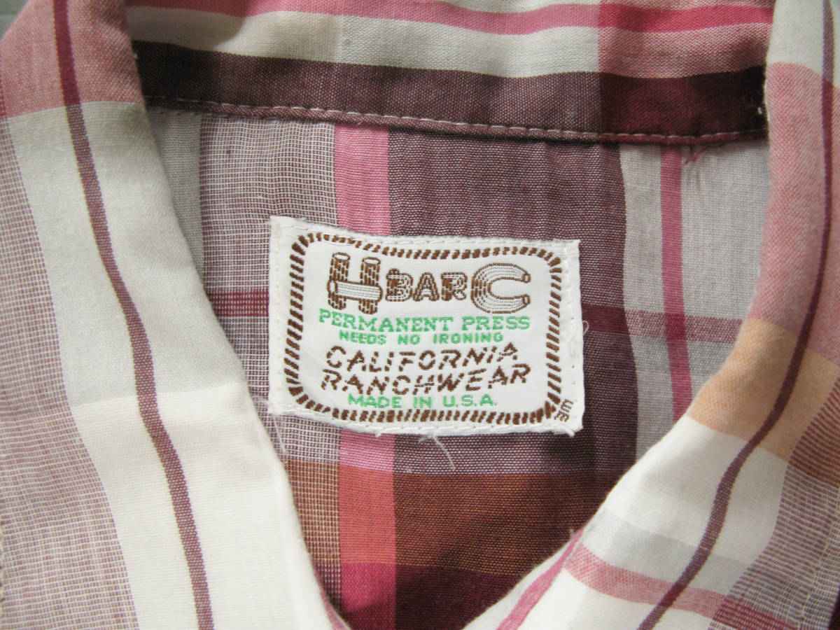 H BAR C VINTAGE WESTERN SHIRT MADE IN USA （ HBARC ヴィンテージ ウエスタン シャツ チェック柄 レア DUKE 刺繍_画像3