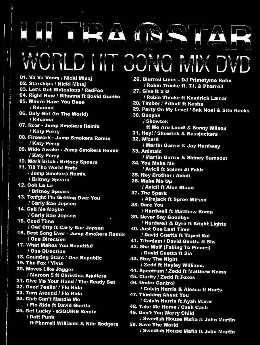 《洋楽DVD》Ultra US Star World Hit Song Mix DVD 正規プレス版DVD [TikTok/HIP HOP/EDM/PartyMix]　管理番号014_画像2