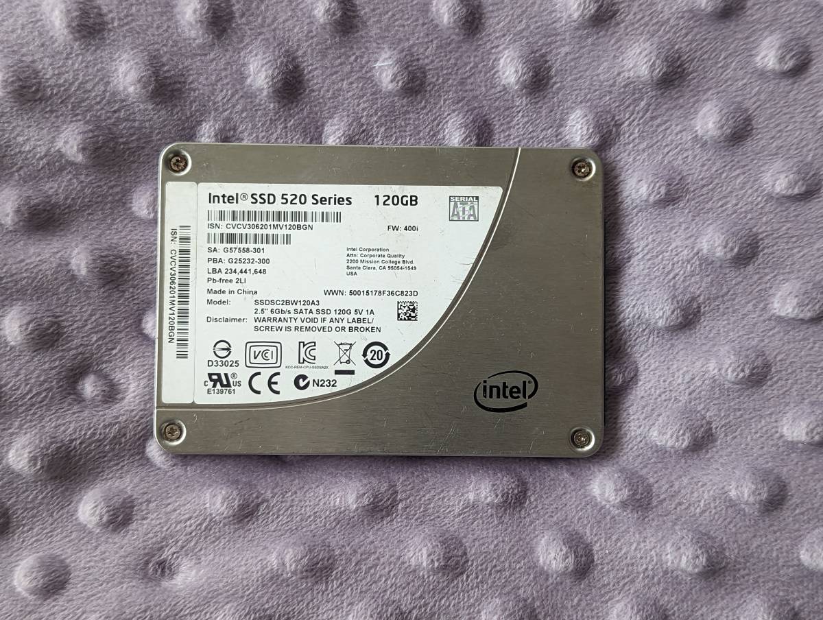 11130923【送料無料】【動作確認済み】　INTEL 内蔵ハードディスク　SSD 120GB　_画像1