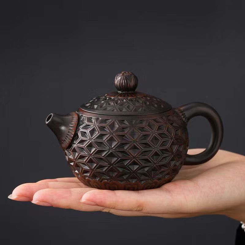 人気を誇る 茶入 茶壷 手作り 茶壺 紫砂 一等品 煎茶道具 容量：150ML 