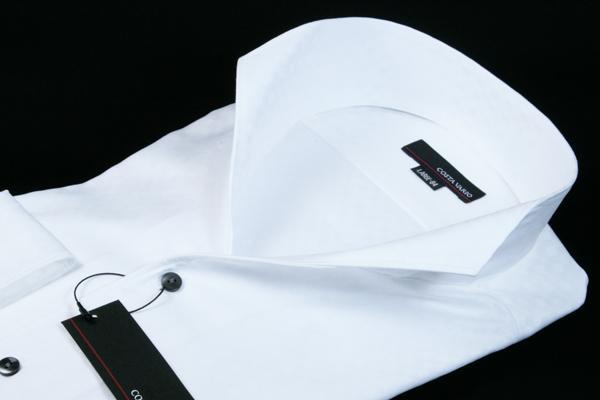 LLサイズ　ＣＯＳＴＡ　ＶＡＲＩＯ　イタリアンスタンド　フォーマル　ドレスシャツ　ホワイト　チェック織柄　日本製　ＵＷＤ004-201