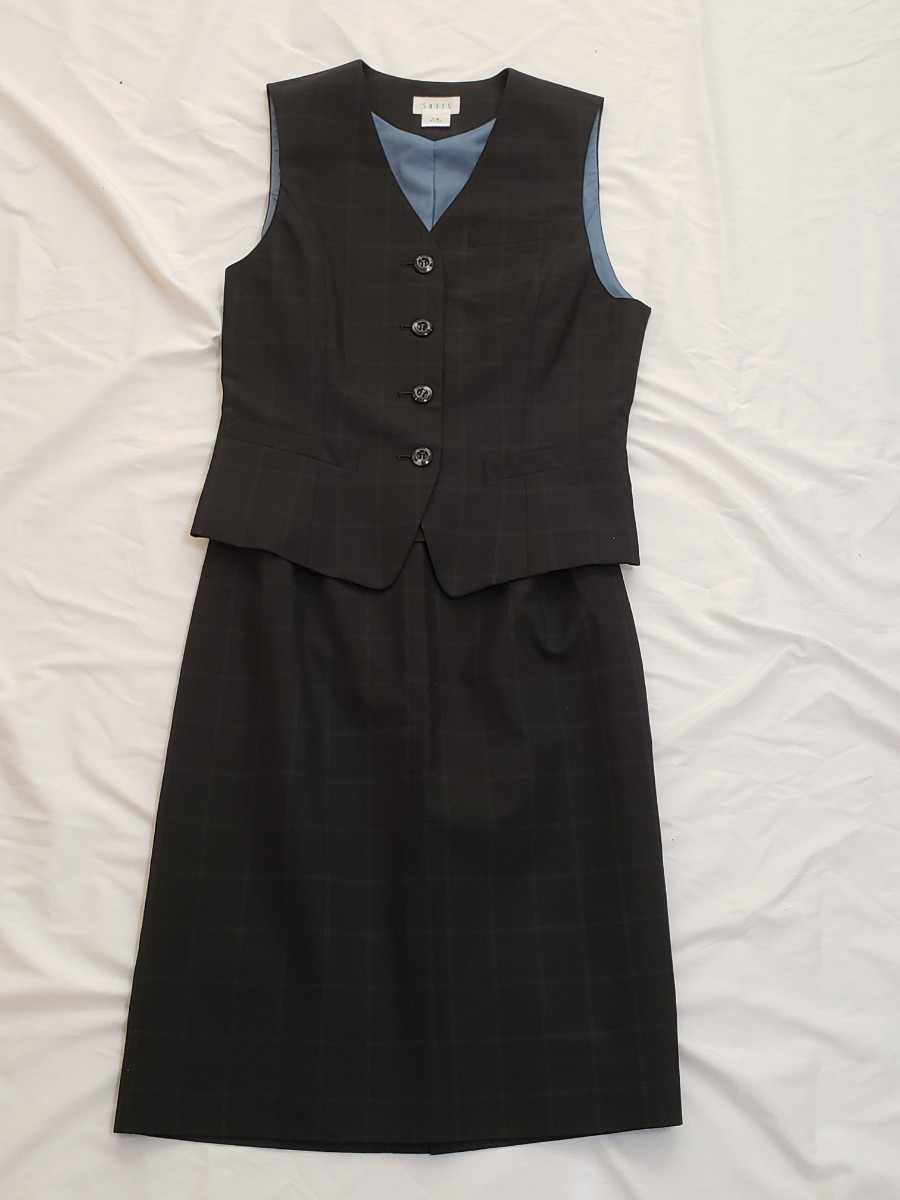 2点セット』 ベスト スカート SNITS 7号 事務服 OL 制服 受付 2点セット』 ベスト スカート SNITS 7号 事務服 OL 制服 受付