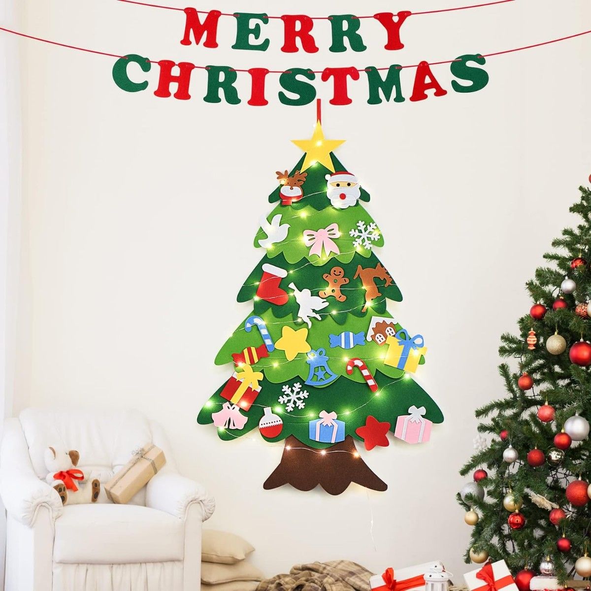 クリスマスツリー クリスマス 飾り 壁掛け ミニフェルトクリスマスツリー