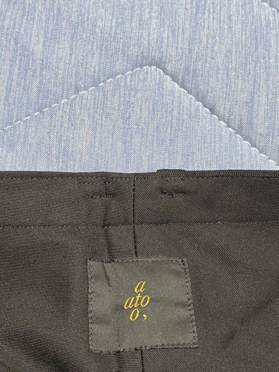 【良品】【セットアップ】 ATO アトウ セットアップ スーツ テーラードジャケット + スラックス ブレザー パンツ BLACK 46 ブラック 黒色_画像10