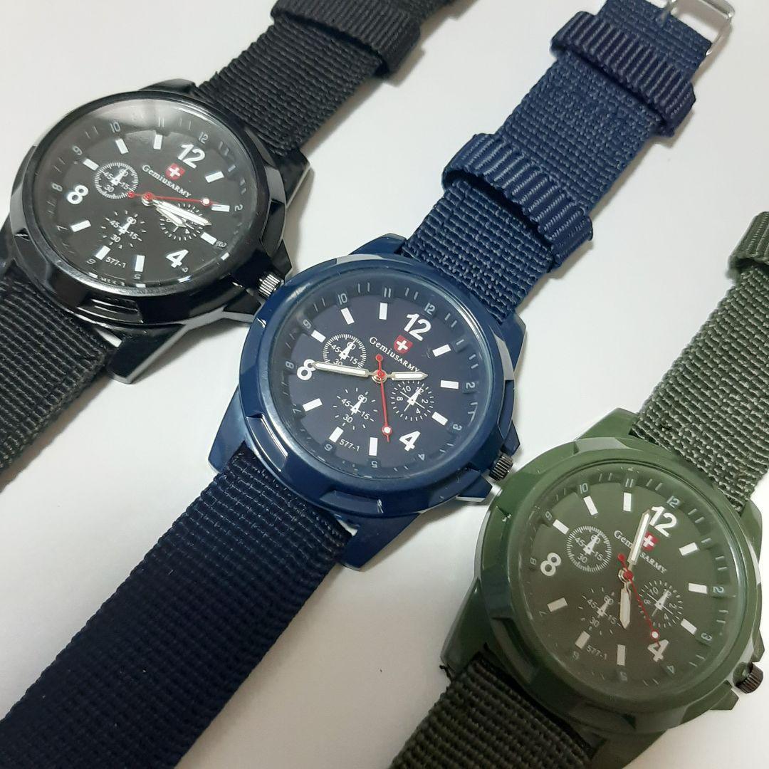 新品　未使用　army　戦争　腕時計　緑　黒　青　三色セット　105_画像7