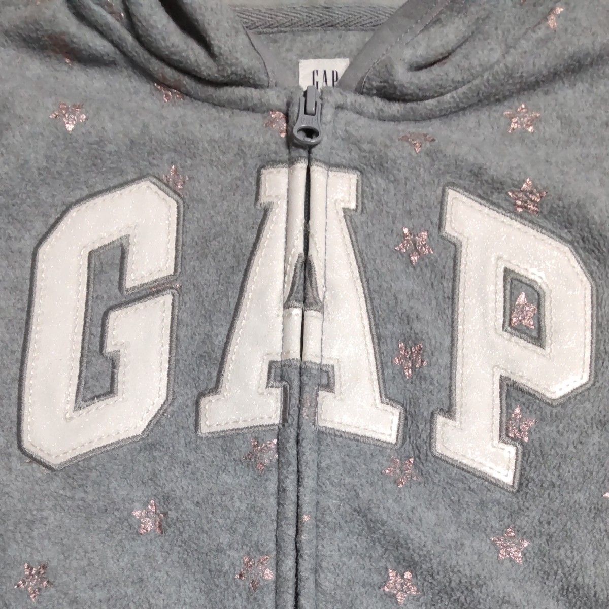 GAP キッズ　ジップアップパーカー　グレー　フリース　L(10)　140cm　星柄