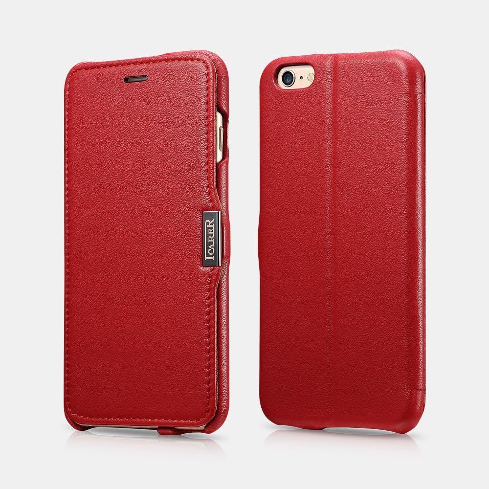 iCARER iPhone 6Plus/6S Plus 5.5 дюймовый для натуральная кожа блокнот type люкс f "губа" кейс магнит поглощение Luxury Side-open красный 