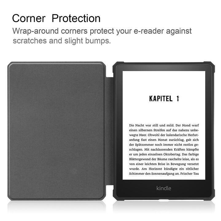 Amazon Kindle Paperwhite 11世代 2021 6.8インチ用 布紋 デニム調 保護ケース TPU ケース カバー オートスリープ機能 緑_画像3