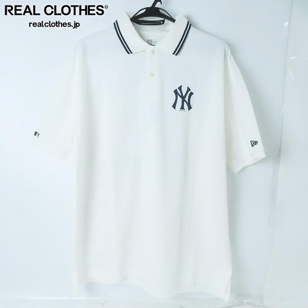 ☆【未使用】NEW ERA/ニューエラ オーバーサイズド ポロシャツ MLB Apparel ニューヨーク・ヤンキース ホワイト 13516807 XXL /000_詳細な状態は商品説明内をご確認ください。