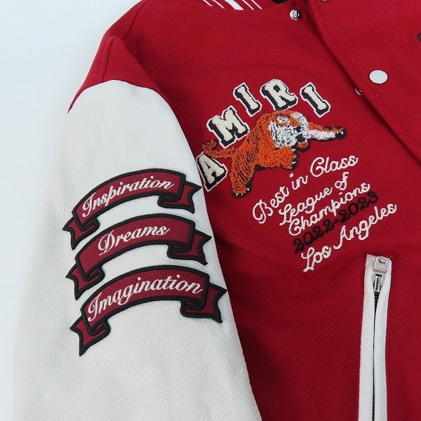 ☆AMIRI/アミリ 23AW Tiger Varsity Jacket/タイガー バーシティ ジャケット 袖レザー切替/M /080_画像10