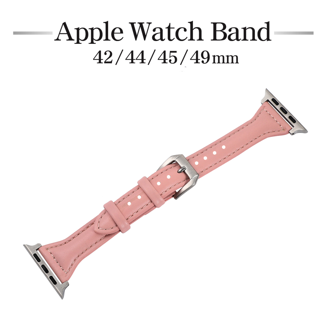 AppleWatch 本革レザーバンド ベルト アップルウォッチバンド ベルト：ピンク 42/44/45/49mm_画像3