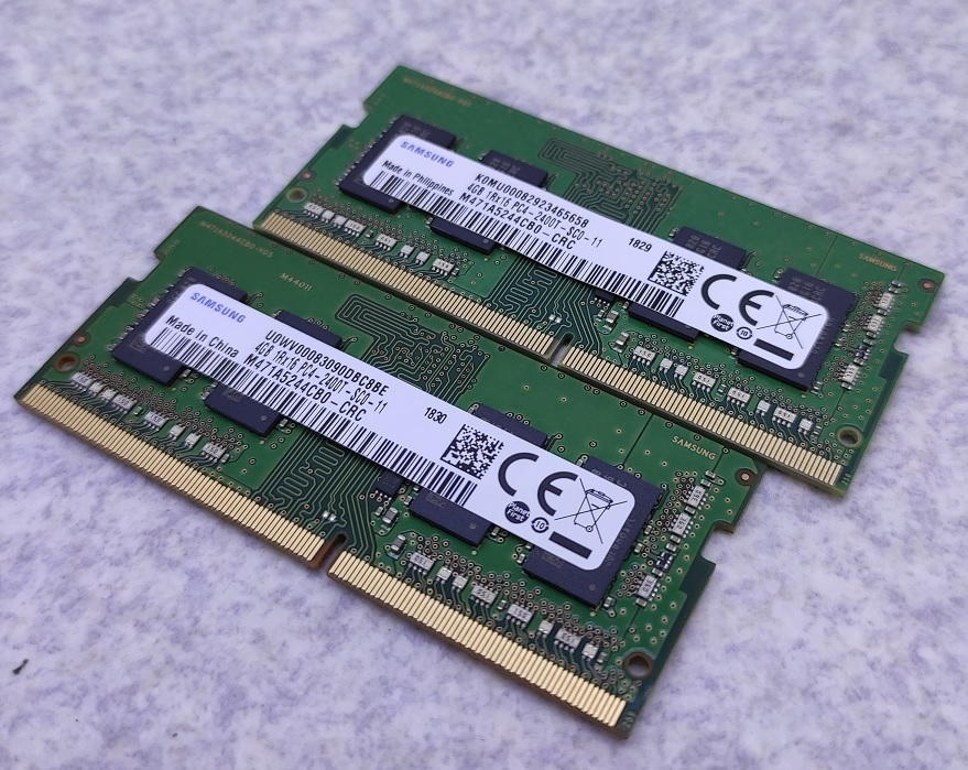 ノートパソコン用 SODIMM DDR4 PC4-19200 2400MHz 4GBx2　合計８GBセット Samsung_画像1