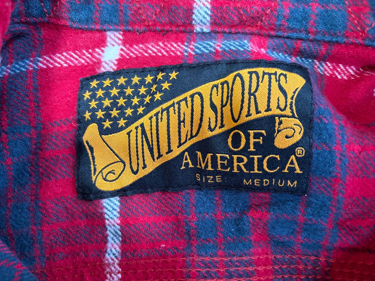 United Sports of America 長袖チェックシャツ 赤