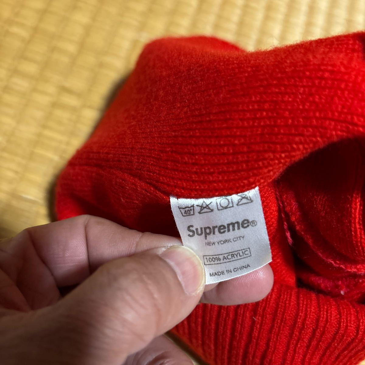 3回着用 Supreme ボンボン付き メッセージ ニットキャップ 赤 レア 帽子 ビーニー_画像4