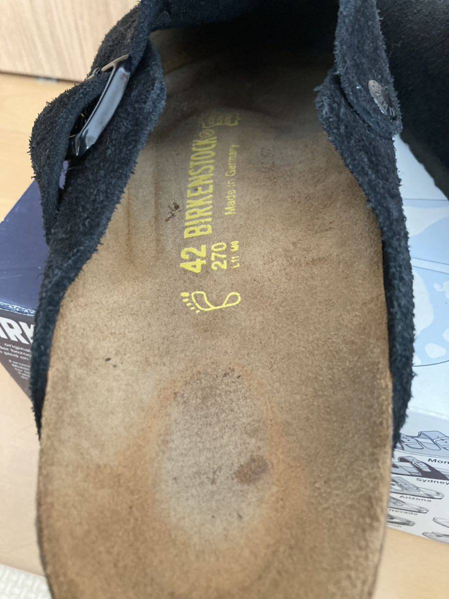 美品 BIRKENSTOCK Boston black 42 27cm ビルケンシュトック ボストン ブラック サンダル スエード レザー スウェード スリッポン_画像6