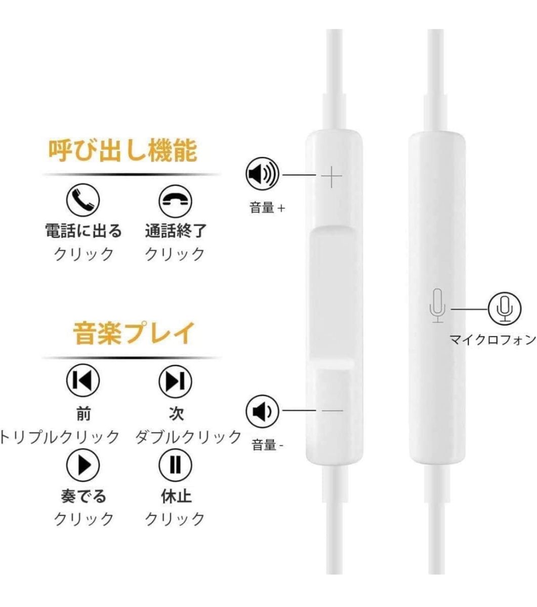 【2023改良型】イヤホン 有線 イヤフォン アイフォン イヤホン 重低音 マイク付き 通話対応 音量調整 ヘッドホン コンパクト