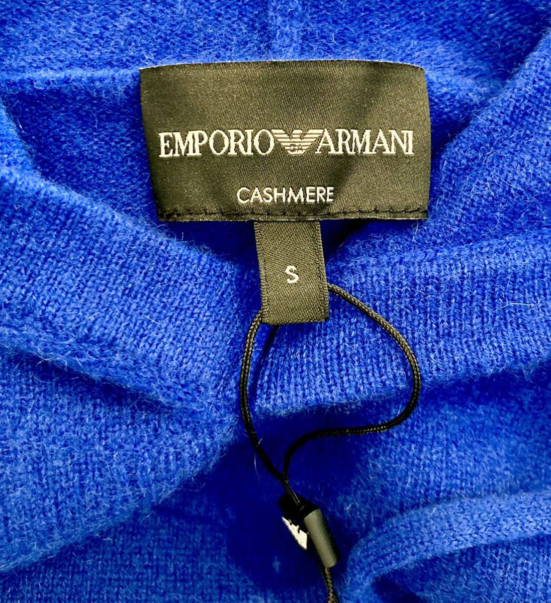 祭 1000円 新品 現行 73700円 エンポリオ アルマーニ カシミア パーカー フーディー EMPORIO ARMANI CASHMERE 美麗ブルーカラー メンズ S_画像7