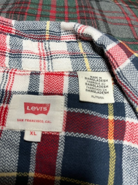 S-120★USA古着 XL チェックウエスタンシャツ　Levi's　ネイビー×白×赤　送料無料！！_画像3