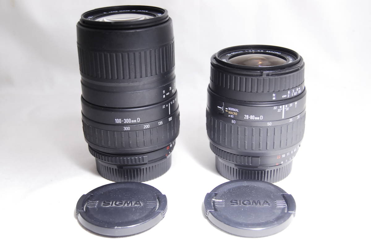 NIKON ニコンマウント SIGMA 28-80mm + 100-300mm ショート＋300mm超望遠レンズ2本セット AF動作確認済み♪ ♯307_画像3