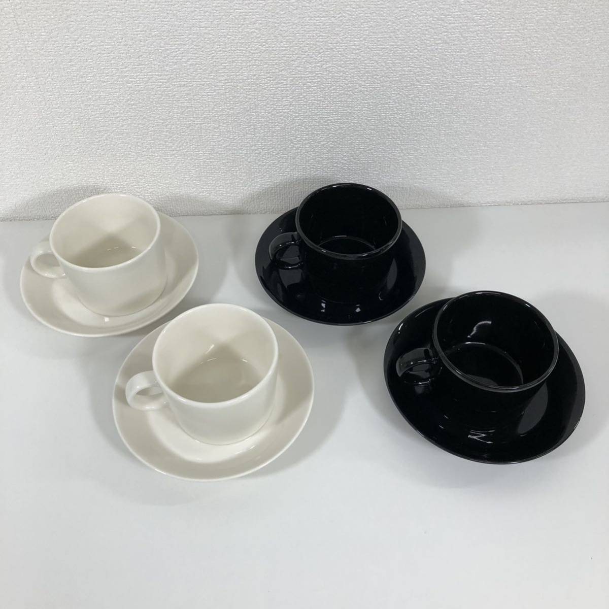 G※ iittala イッタラ Teema ティーマ カップ ソーサー ホワイト　ブラック カップ＆ソーサー 4客セット ティーカップ コーヒーカップ_画像1