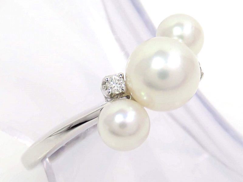 現行モデル】MIKIMOTO ミキモト K18 パール ダイヤモンド リング 現行モデル】MIKIMOTO ミキモト K18 パール ダイヤモンド リング