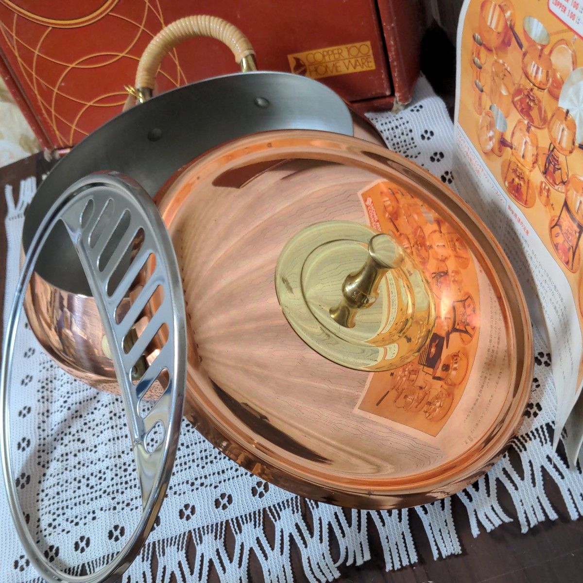 COOPER100 シリーズ 新光金属㈱の蓋付天ぷら銅鍋・天かす掬い網 COOPER100 シリーズ 新光金属㈱の蓋付天ぷら銅鍋・天かす掬い網