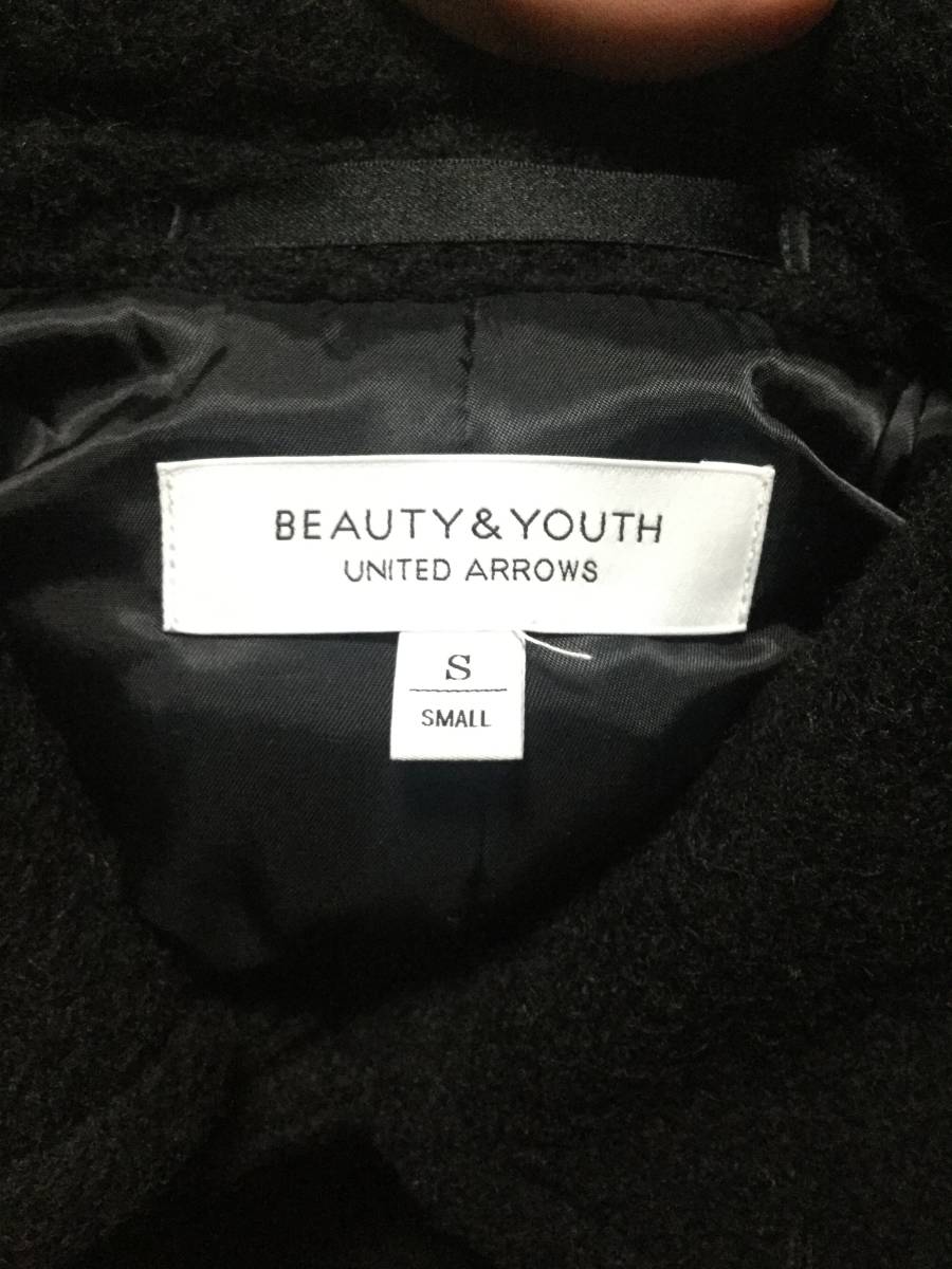 美品 秋冬 UNITED ARROWS ユナイテッドアローズ 12251398950 ブラック 黒 ステンカラー 仕事 通勤 サイズ S beauty & youth コート 無地_画像4