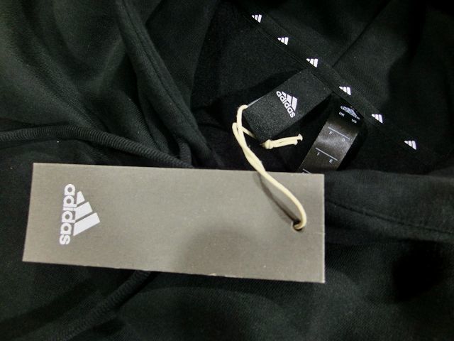 ◆C12 新品 adidas アディダス プルオーバーフーディ 【 M 】 黒　スウェットパーカ　パーカー　裏フリース_画像6