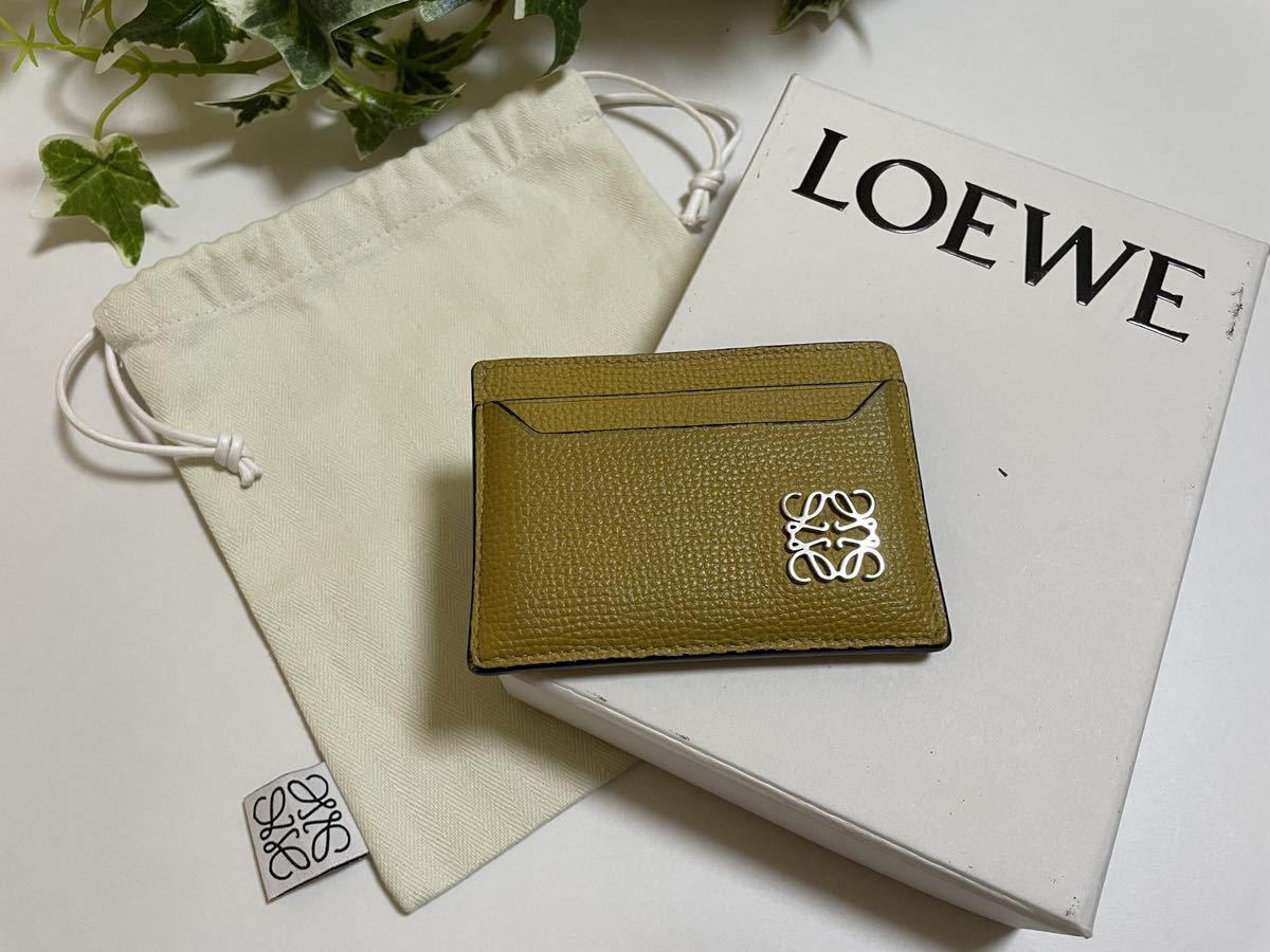 ★美品　ロエベ　アナグラム プレーン カードホルダー　ペブルグレインカーフ　黄色　LOEWE Loewe カードケース　定期入れ　名刺　イエロー_画像1