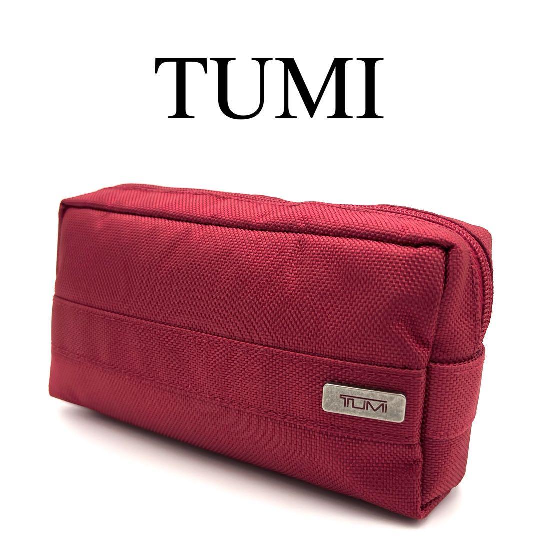 TUMI トゥミ ポーチ 小物入れ 化粧ポーチ ワンポイントロゴ レッド系_画像1