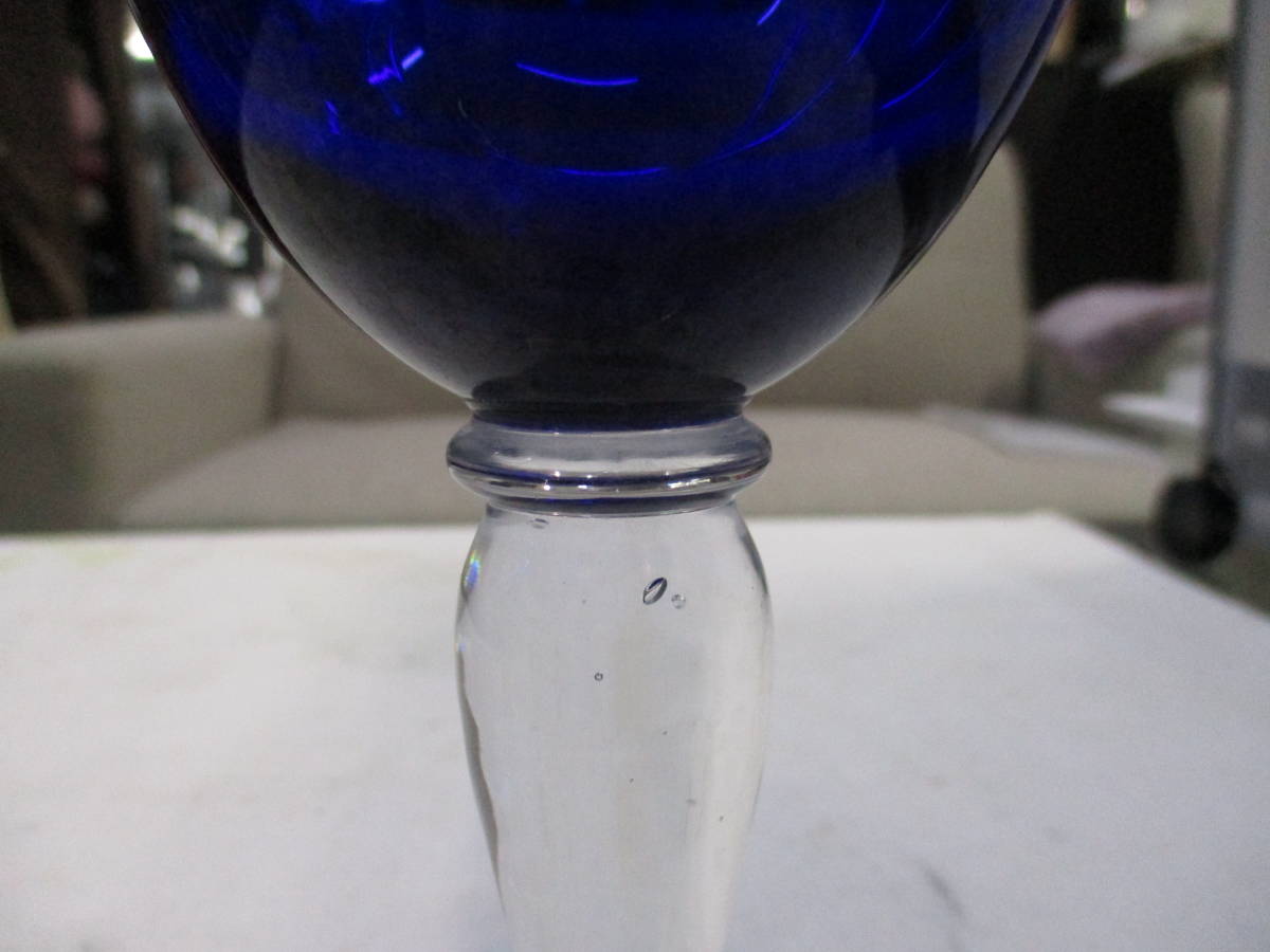 ガラス製　グラス(大)　青　３点　検　 キッチン、食器 グラス、デカンタ_画像6