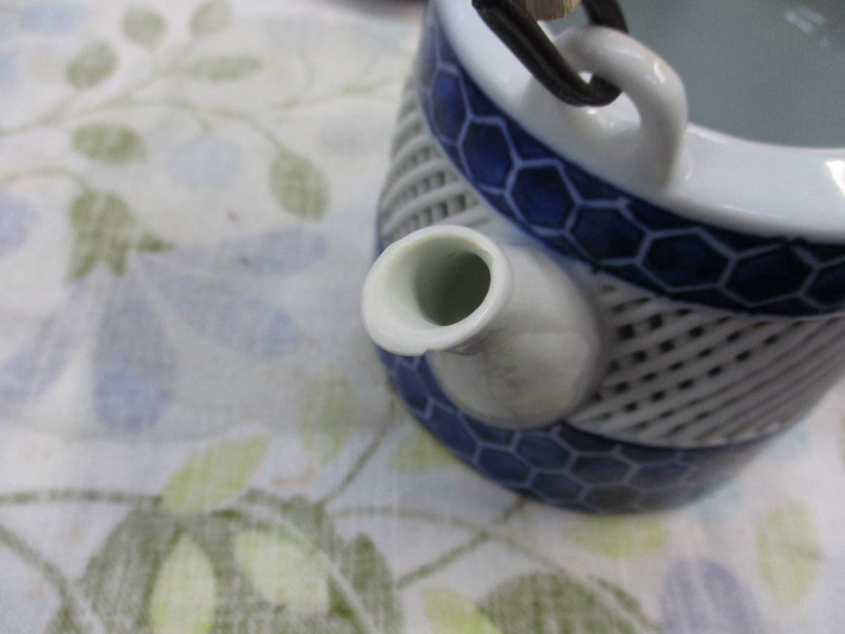 陶器製　茶器セット「琴峰」？在銘(急須１・フタ付き湯呑茶碗５)　検　食器 和食器_画像8